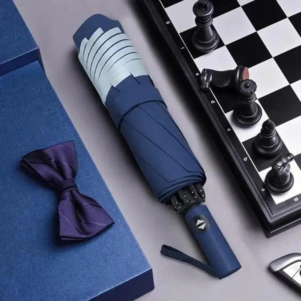 Umkehrbarer Faltschirm mit UV-Schutz und Reflexstreifen, Praktisch und stylisch - Eleganz und Funktionalität vereint: Luxuriöser automatischer UV-Schirm mit Reflexstreifen für stilvollen Schutz bei jedem Wetter. - 14:173;200007763:201336100