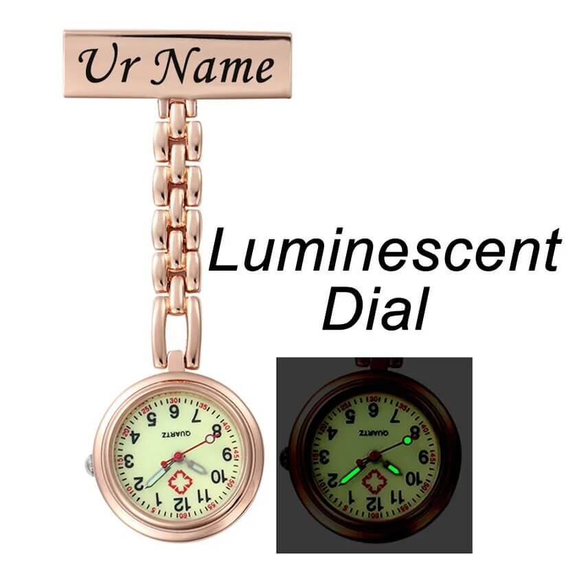 Krankenschwesteruhr - elegant und parktisch - Entdecke die Zeit mit Stil: Unsere personalisierte Krankenschwesteruhr ist das perfekte Accessoire für Arbeit und Freizeit. - 14:10#Luminescent Dial