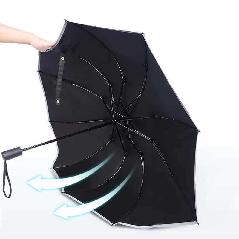 Umkehrbarer Faltschirm mit UV-Schutz und Reflexstreifen, Praktisch und stylisch - Eleganz und Funktionalität vereint: Luxuriöser automatischer UV-Schirm mit Reflexstreifen für stilvollen Schutz bei jedem Wetter. - 14:193;200007763:201336100