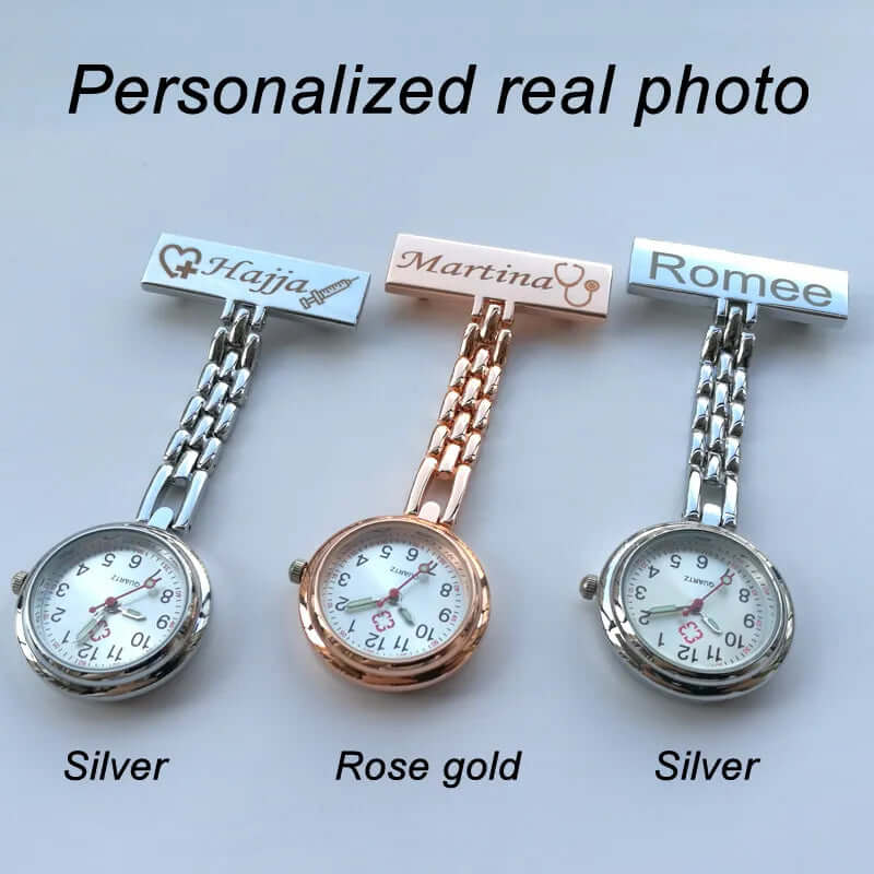Krankenschwesteruhr - elegant und parktisch - Entdecke die Zeit mit Stil: Unsere personalisierte Krankenschwesteruhr ist das perfekte Accessoire für Arbeit und Freizeit. - 14:496#Gold