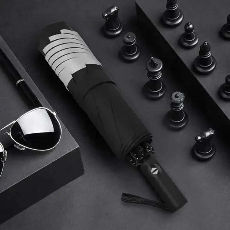 Umkehrbarer Faltschirm mit UV-Schutz und Reflexstreifen, Praktisch und stylisch - Eleganz und Funktionalität vereint: Luxuriöser automatischer UV-Schirm mit Reflexstreifen für stilvollen Schutz bei jedem Wetter. - 14:193;200007763:201336100
