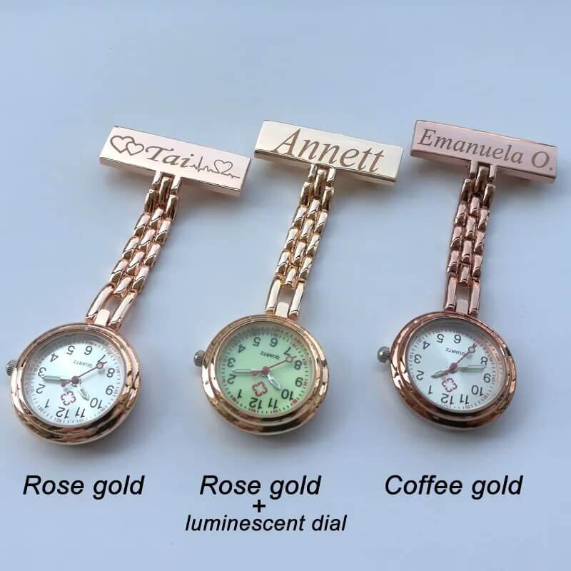 Krankenschwesteruhr - elegant und parktisch - Entdecke die Zeit mit Stil: Unsere personalisierte Krankenschwesteruhr ist das perfekte Accessoire für Arbeit und Freizeit. - 14:496#Gold