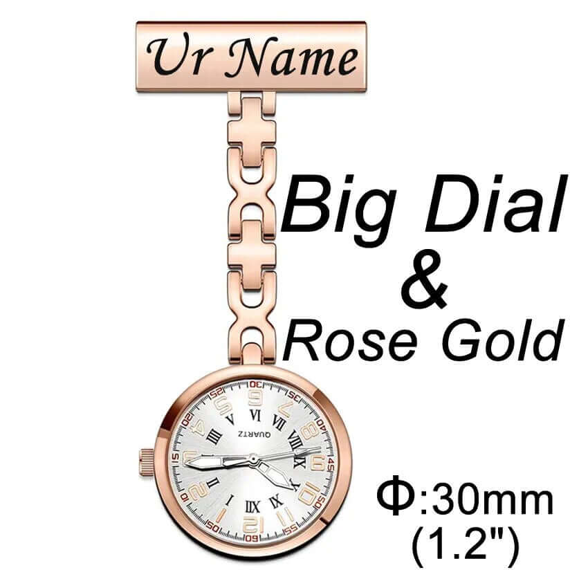 Krankenschwesteruhr - elegant und parktisch - Entdecke die Zeit mit Stil: Unsere personalisierte Krankenschwesteruhr ist das perfekte Accessoire für Arbeit und Freizeit. - 14:350686#Big Dial Rose