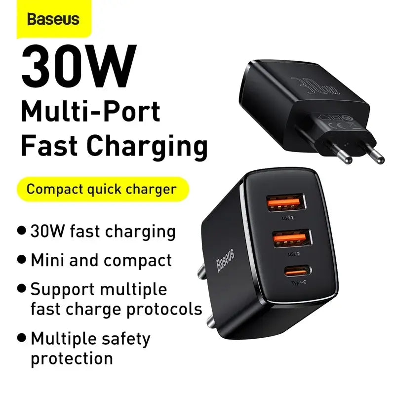 Baseus USB-C Quick Charger 30W: Superschnelles Laden für iPhone und Android - Erleben Sie ultraschnelles Laden mit dem Baseus 30W USB-C Ladegerät, kompatibel mit iPhone 14, 13 und 12 Pro Max sowie Samsung und Xiaomi. - 14:22302870345#USB Charger;200007763