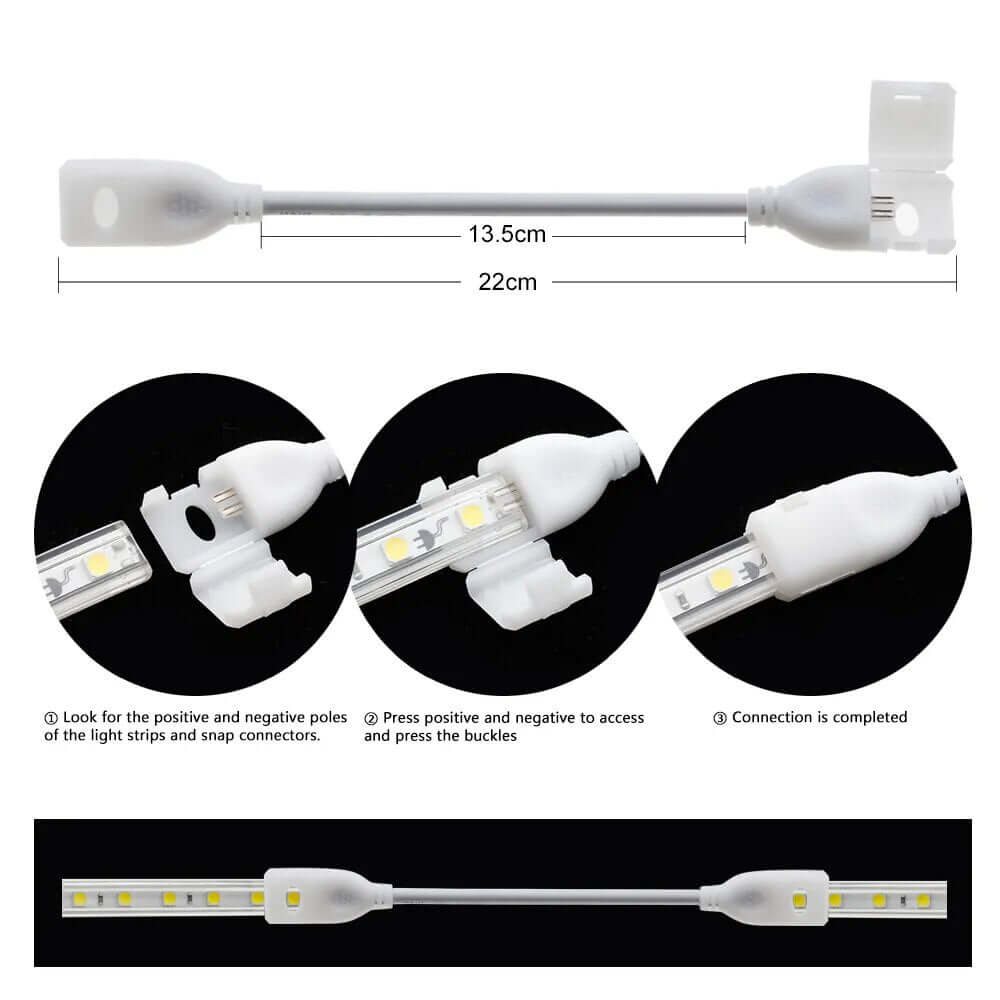 220V LED-Streifen 2835 -Zubehör: Schnelle und sichere Verbindung ohne Löten - Willkommen in der faszinierenden Welt der Beleuchtung mit unseren High Voltage 220V Safe LED Strip Lights! Kein Schweißen oder aufwendige Installationen. Einfache Verbindung mit
