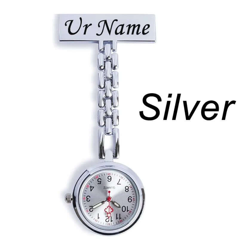 Krankenschwesteruhr - elegant und parktisch - Entdecke die Zeit mit Stil: Unsere personalisierte Krankenschwesteruhr ist das perfekte Accessoire für Arbeit und Freizeit. - 14:193#Silver