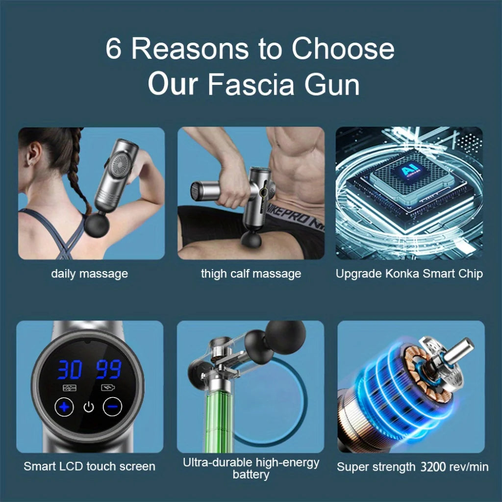 Massagepistole Relax Gun – Tragbares Gerät für Tiefenmuskelentspannung, Nacken-, Rücken- und Körpermassage, Fitness und Regeneration