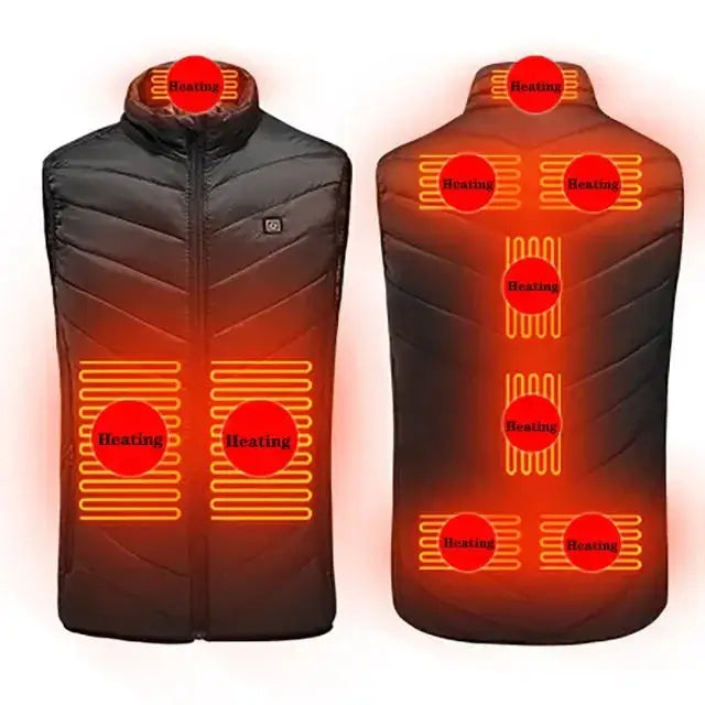 USB Heizbare Winterweste: Perfekt für Sport und Outdoor, bis 17 Heizzonen - Entdecken Sie die USB beheizbare Winterweste mit 17 Wärmezonen für optimalen Komfort. Perfekt für Sport und Outdoor-Aktivitäten! - 14:200001438#9 areas black;5:100014064