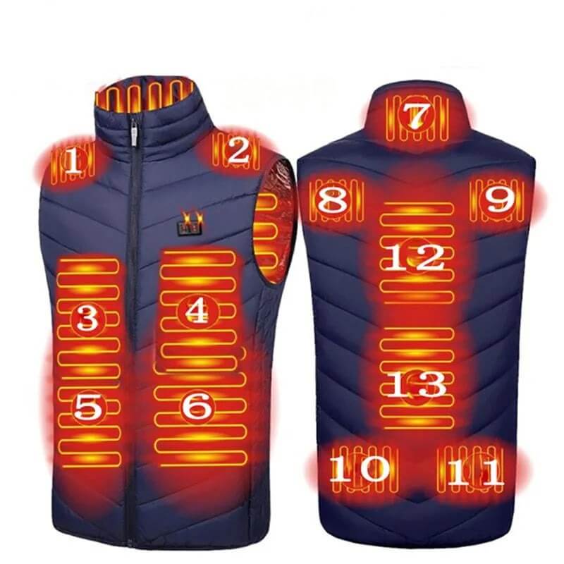 USB Heizbare Winterweste: Perfekt für Sport und Outdoor, bis 17 Heizzonen - Entdecken Sie die USB beheizbare Winterweste mit 17 Wärmezonen für optimalen Komfort. Perfekt für Sport und Outdoor-Aktivitäten! - 14:4602#13 areas blue;5:100014064
