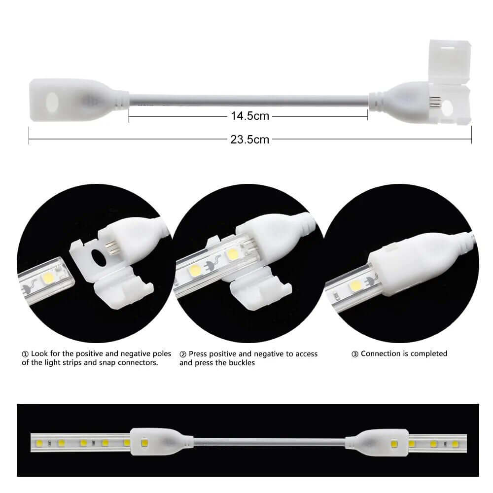 220V LED-Streifen 2835 -Zubehör: 2pin Connector - Tauchen Sie ein in die Welt der beeindruckenden LED-Lichteffekte mit unserem High Voltage 220V LED Strip Connector! Sicher und einfach LED-Streifen (2835, 5630) verbinden. Beeindruckende Lichteffekte und h