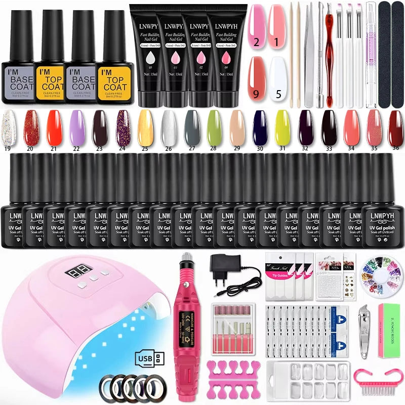 UV Nagelverlängerungs-Set – Komplettes Maniküre-Kit mit LED-Lampe