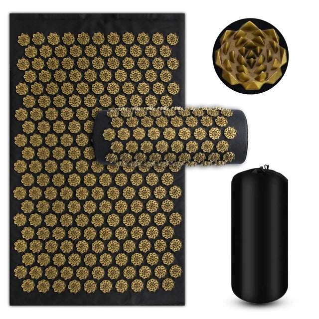 Akupressurmatte mit Spikes – Yoga, Massage & Fitness | Kuznetsov Applicator Set inkl. Nadelkissen & Fußmassagekissen