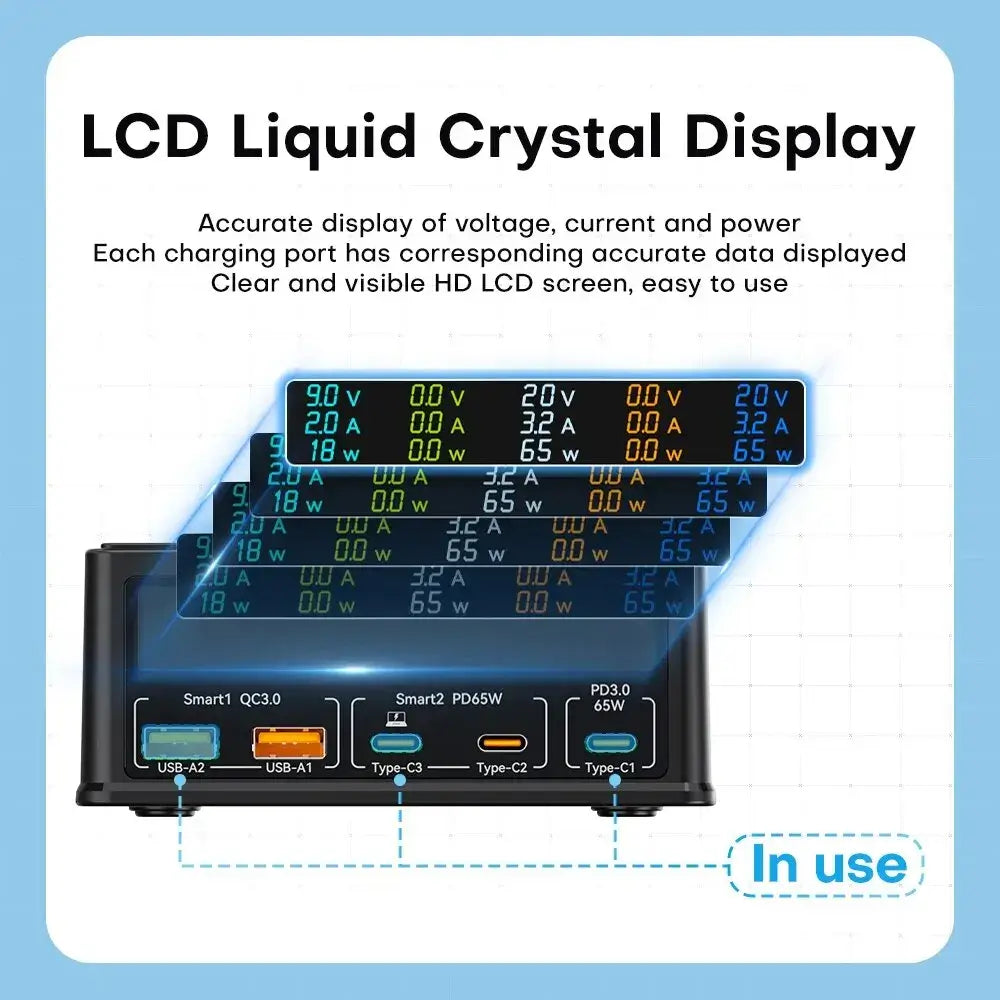ASOMETECH 160W USB Ladestation – Kabelloses Laden, 100W/65W PD PPS GaN Schnellladegerät für Laptop, Tablet, iPhone & Samsung - Effizientes und vielseitiges 160W Schnellladegerät von ASOMETECH. Unterstützt PD 100W, kabelloses Laden, und geeignet für MacBoo