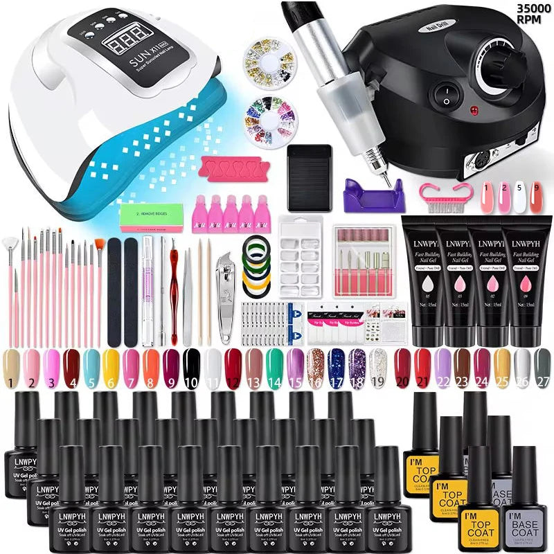 Acryl & UV-Gel Nagelset – Komplettes Maniküre-Kit mit LED-Lampe