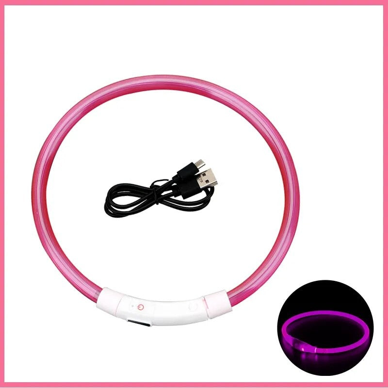 Leuchtendes Halsband für Haustiere mit USB-Ladung Sichtbarkeit und Sicherheit: - Erhöhen Sie die Sicherheit Ihres Hundes bei nächtlichen Spaziergängen mit unserem wiederaufladbaren LED Leuchthalsband. Ideal für Sichtbarkeit und Stil. - 14:200211869#Pink U