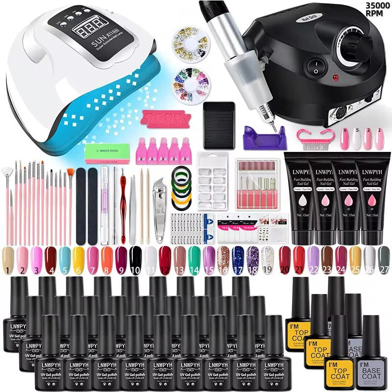 Acryl & UV-Gel Nagelset – Komplettes Maniküre-Kit mit LED-Lampe
