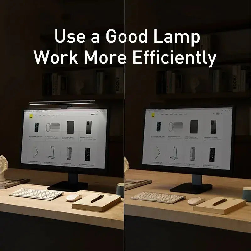 Baseus LED Screenbar i-work Pro - Entdecken Sie die Baseus LED Schreibtischlampe – ideal zum Studieren, Lesen oder für nächtliche Arbeitssitzungen. Robuster Edelstahl für Langlebigkeit. - 1005006167837410-Black-0-5W