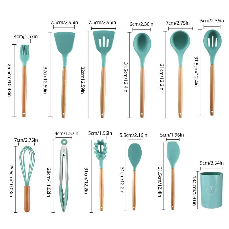 12 teiliges-Silikon Küchenutensilien Set: Antihaft-Kochwerkzeuge für Meisterköche - Hochwertiges 12-tlg. Silikon-Kochutensilien-Set für müheloses Kochen. Langlebig, hitzebeständig und ergonomisch – perfektes Zubehör für Ihre Küche. - 14:10#12pcs Red;5:100