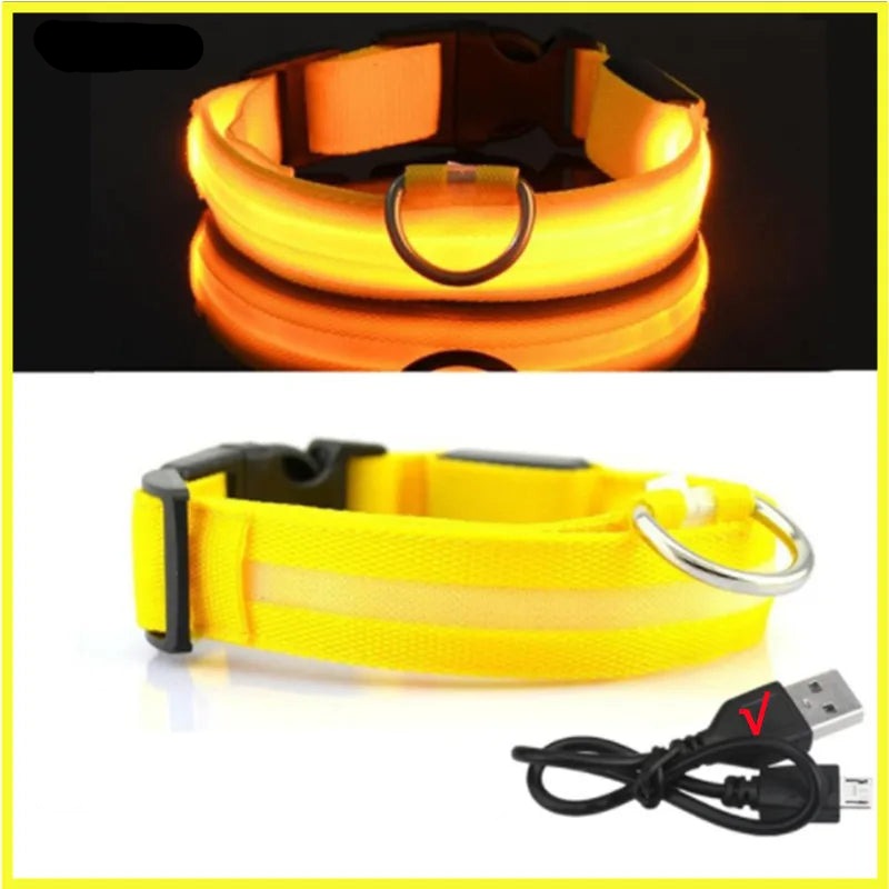 Leuchtendes Halsband für Haustiere mit USB-Ladung Sichtbarkeit und Sicherheit: - Erhöhen Sie die Sicherheit Ihres Hundes bei nächtlichen Spaziergängen mit unserem wiederaufladbaren LED Leuchthalsband. Ideal für Sichtbarkeit und Stil. - 14:1063#Yellow USBC