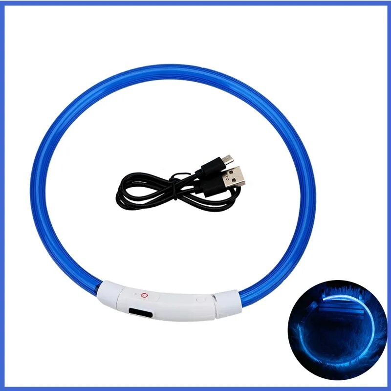 Leuchtendes Halsband für Haustiere mit USB-Ladung Sichtbarkeit und Sicherheit: - Erhöhen Sie die Sicherheit Ihres Hundes bei nächtlichen Spaziergängen mit unserem wiederaufladbaren LED Leuchthalsband. Ideal für Sichtbarkeit und Stil. - 14:200003704#Blue U
