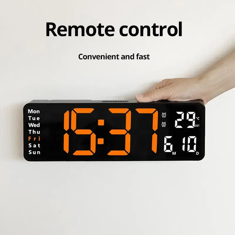 Grosse 13/16" LED-Wanduhr mit Fernbedienung, Temperatur - Moderne 13/16" LED-Wanduhr mit Fernbedienung und Temperaturanzeige. Perfekt für Wohnbereiche - Funktionalität trifft auf elegantes Design. - 1005005395728778-16 inches Green