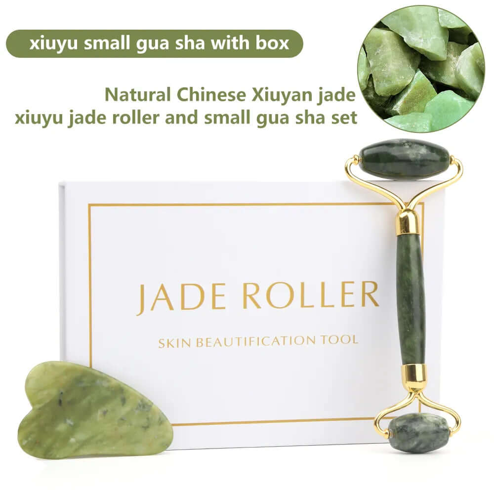 Natürliches Rosenquarz Jade Roller & Gua Sha Set - Für strahlende Haut! - Verwöhnen Sie Ihre Haut mit unserem hochwertigen Natürlichen Rosenquarz Jade Roller und Gua Sha Set für strahlende Haut und ultimativen Wellness. - 14:1052#xiuyu set A withbox;20000