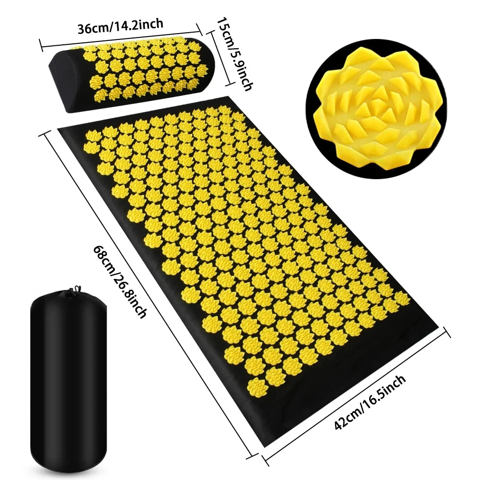 Akupressurmatte mit Spikes – Yoga, Massage & Fitness | Kuznetsov Applicator Set inkl. Nadelkissen & Fußmassagekissen