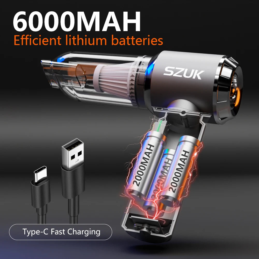 SZUK Mini Staubsauger für's Auto – Wireless Mini Handheld mit Brushless Power