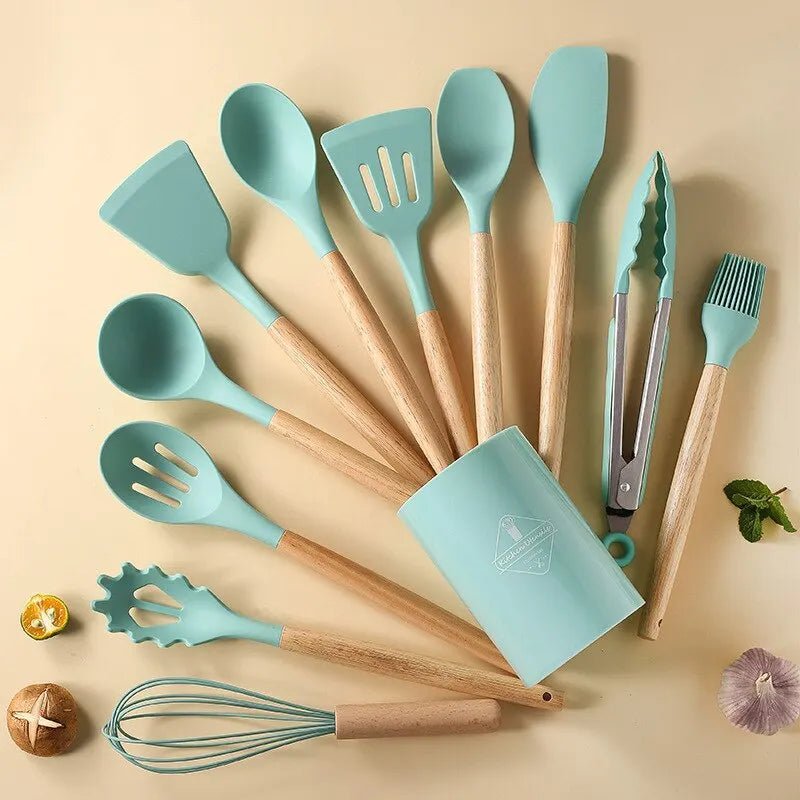 12 teiliges-Silikon Küchenutensilien Set: Antihaft-Kochwerkzeuge für Meisterköche - Hochwertiges 12-tlg. Silikon-Kochutensilien-Set für müheloses Kochen. Langlebig, hitzebeständig und ergonomisch – perfektes Zubehör für Ihre Küche. - 14:10#12pcs Red;5:100