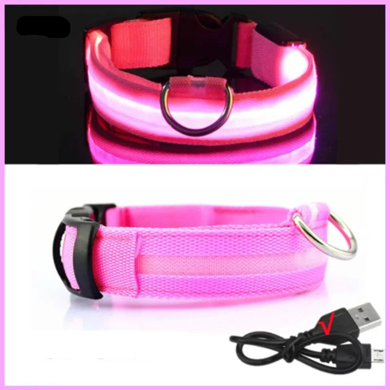 Leuchtendes Halsband für Haustiere mit USB-Ladung Sichtbarkeit und Sicherheit: - Erhöhen Sie die Sicherheit Ihres Hundes bei nächtlichen Spaziergängen mit unserem wiederaufladbaren LED Leuchthalsband. Ideal für Sichtbarkeit und Stil. - 14:496#Pink USB Cha