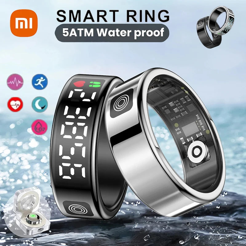 Smart Ring mit Display – 5ATM wasserdicht, Bluetooth-Gesundheitsmonitor, Schlaftracking & Gestensteuerung**
