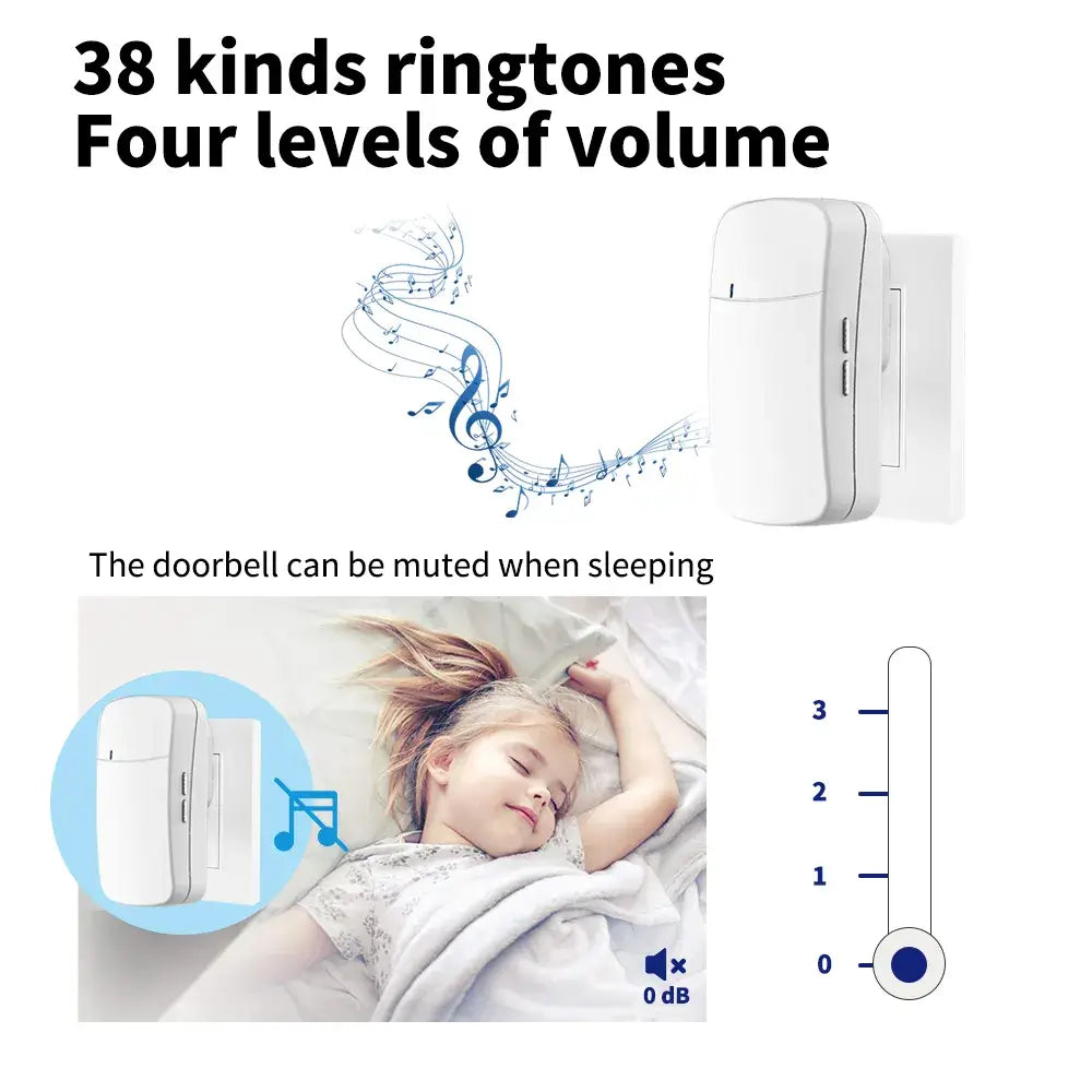 Drahtlose Türklingel - Umweltfreundlich, Selbst-Powered, für Ihr Zuhause und den Aussenbereich. - Starke Signale und IP68 Wasserdichtigkeit machen unsere Smart-Türklingel unverzichtbar. Überwindet 3-4 Wände mit 150 Metern Reichweite und funktioniert bei R