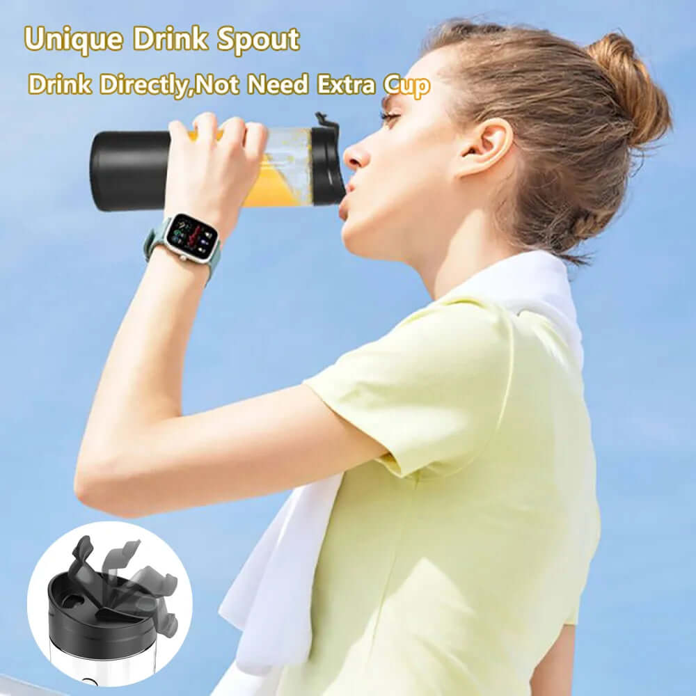 Mini Tragbarer Mixer - Lecker und praktisch - Frischer Genuss auf Knopfdruck! Unser tragbarer Mini-Blender sorgt für köstliche Säfte und Smoothies unterwegs. 150W Motor, 530 ml Kapazität, zerkleinert mühelos Eiswürfel. 4000mAh-Akku für bis zu 25 Tassen Sa