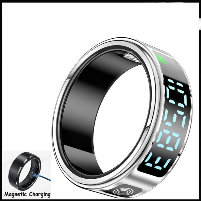 Smart Ring mit Display – 5ATM wasserdicht, Bluetooth-Gesundheitsmonitor, Schlaftracking & Gestensteuerung**