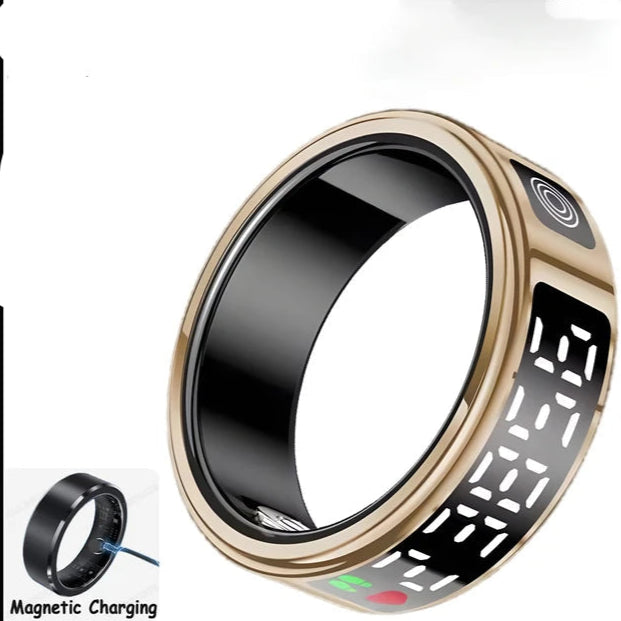 Smart Ring mit Display – 5ATM wasserdicht, Bluetooth-Gesundheitsmonitor, Schlaftracking & Gestensteuerung**