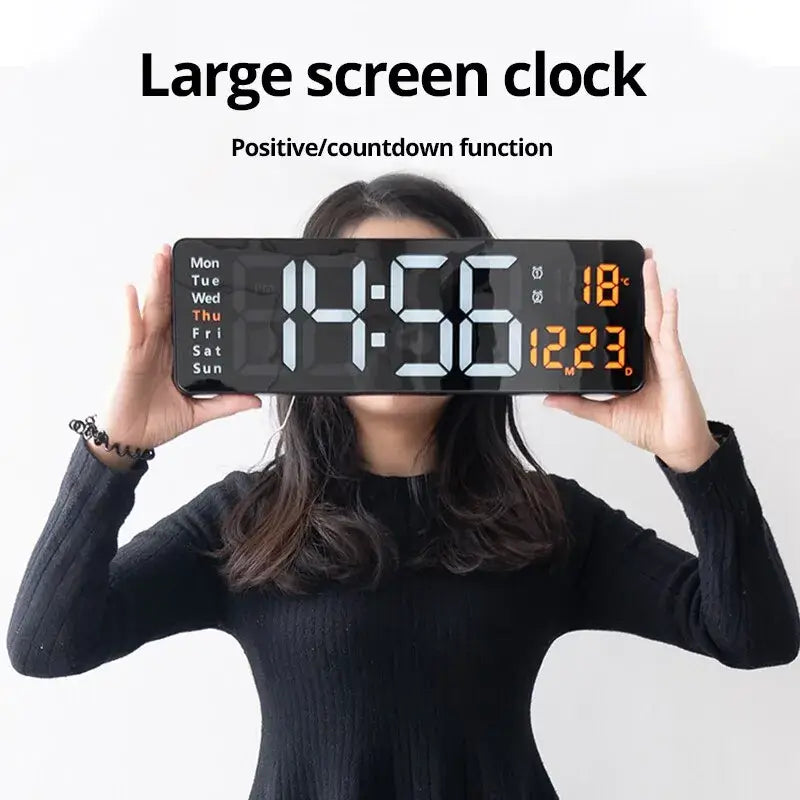 Grosse 13/16" LED-Wanduhr mit Fernbedienung, Temperatur - Moderne 13/16" LED-Wanduhr mit Fernbedienung und Temperaturanzeige. Perfekt für Wohnbereiche - Funktionalität trifft auf elegantes Design. - 1005005395728778-16 inches Green