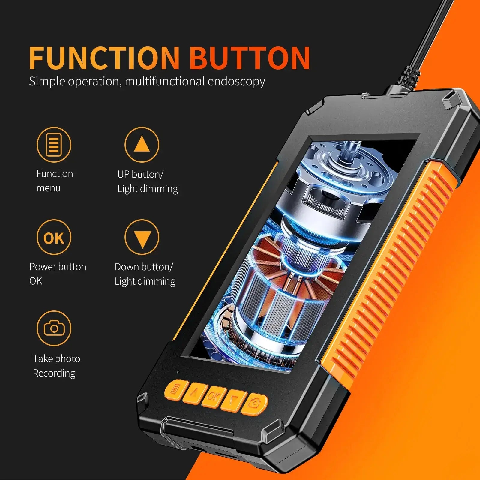 Endoskop Kamera 1080P mit LED, wasserfest, 4.3" Display, bis 5m - Erforschen Sie mit Präzision mithilfe unserer 1080P Endoskop-Kamera. Klarheit und kristallklare Bilder für Sanitäranlagen- und Fahrzeugwartung. - 1005005382283036-2m-8MM Dual lens