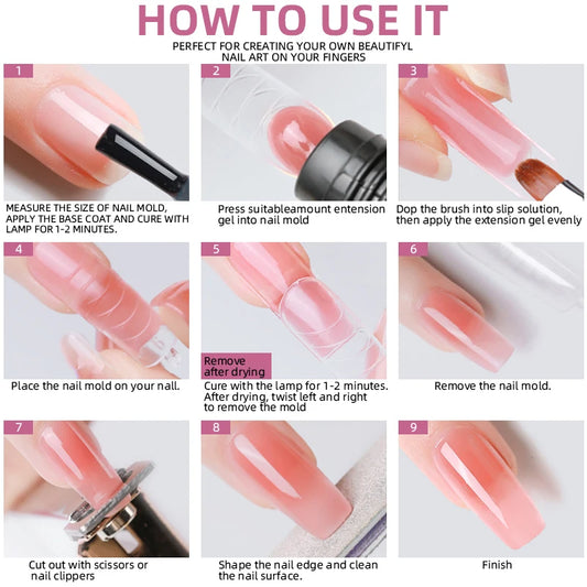 Set di extension per unghie UV – Kit manicure completo con lampada LED