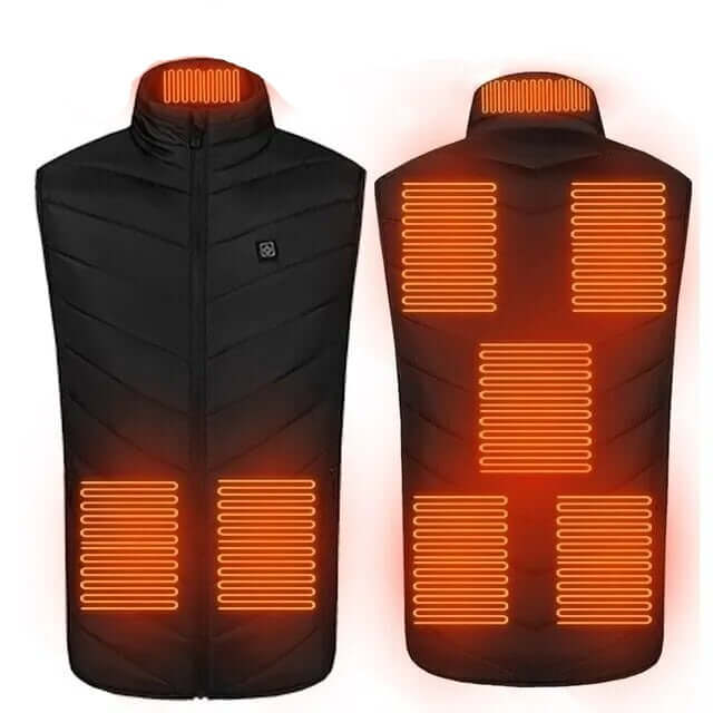 USB Heizbare Winterweste: Perfekt für Sport und Outdoor, bis 17 Heizzonen - Entdecken Sie die USB beheizbare Winterweste mit 17 Wärmezonen für optimalen Komfort. Perfekt für Sport und Outdoor-Aktivitäten! - 14:200004889#8 areas black;5:100014064
