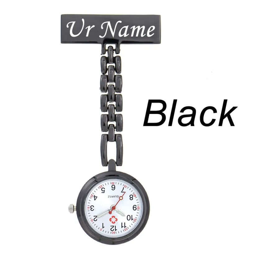 Krankenschwesteruhr - elegant und parktisch - Entdecke die Zeit mit Stil: Unsere personalisierte Krankenschwesteruhr ist das perfekte Accessoire für Arbeit und Freizeit. - 14:100013777#Black