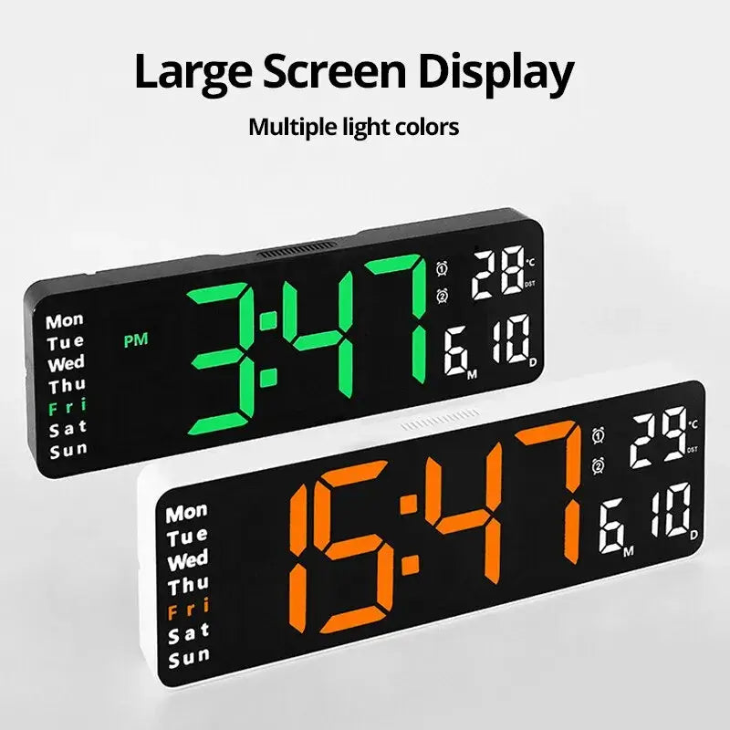 Grosse 13/16" LED-Wanduhr mit Fernbedienung, Temperatur - Moderne 13/16" LED-Wanduhr mit Fernbedienung und Temperaturanzeige. Perfekt für Wohnbereiche - Funktionalität trifft auf elegantes Design. - 1005005395728778-16 inches Green