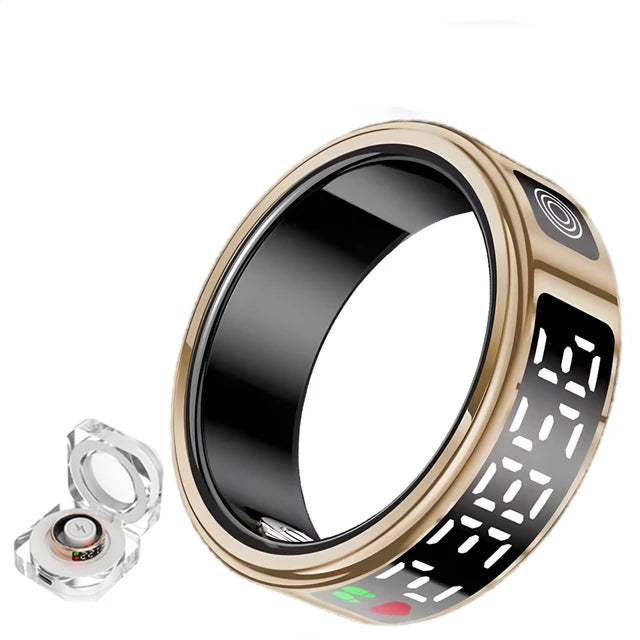 Smart Ring mit Display – 5ATM wasserdicht, Bluetooth-Gesundheitsmonitor, Schlaftracking & Gestensteuerung**