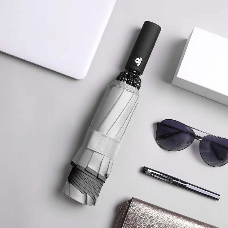 Umkehrbarer Faltschirm mit UV-Schutz und Reflexstreifen, Praktisch und stylisch - Eleganz und Funktionalität vereint: Luxuriöser automatischer UV-Schirm mit Reflexstreifen für stilvollen Schutz bei jedem Wetter. - 14:200006151;200007763:201336100