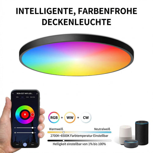 Deckenleuchte mit WiFi-Steuerung und 16 Mio. Farben für individuelle Lichtstimmung