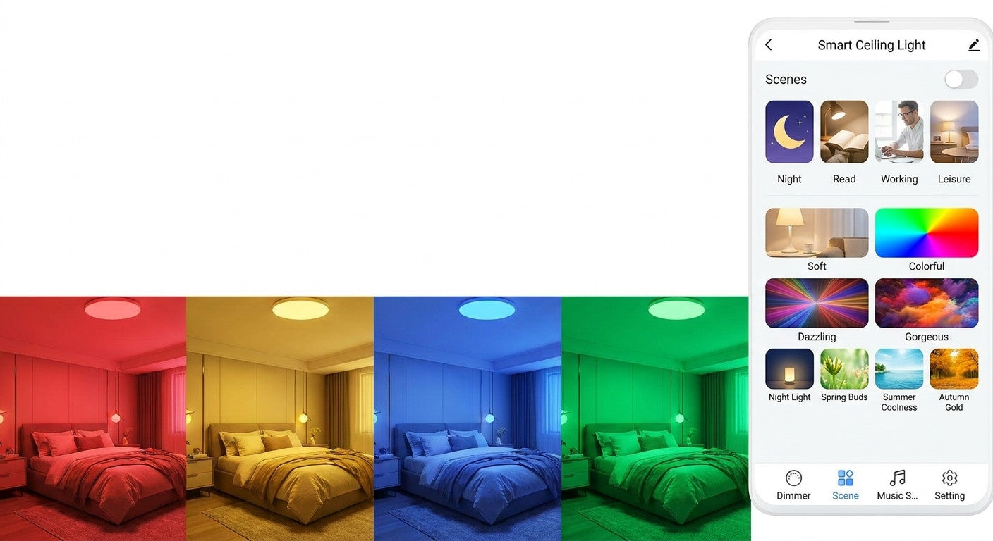Tuya wifi RGB dimmable smart LED ceiling light with alexa and google home