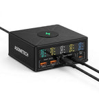 Asometech 160W Desktop USB-Ladestation mit kabellosem Laden