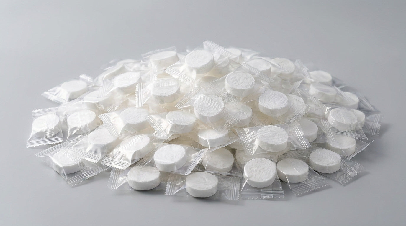 Einweg-mini komprimierte Gesichtstücher – 50 Stück aus Polyester-Baumwolle