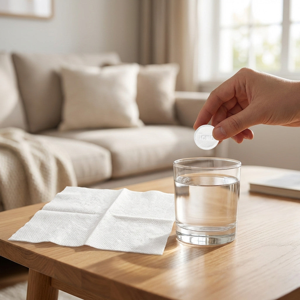 Einweg-mini komprimierte Gesichtstücher – 50 Stück aus Polyester-Baumwolle