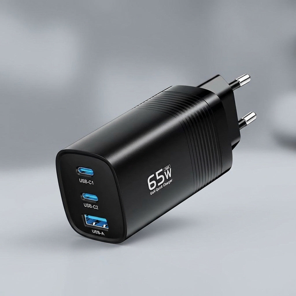 Quick Charger für Smartphones, Tablets und Laptops – 65 W mit GaN-Technologie und 3 Ladeports