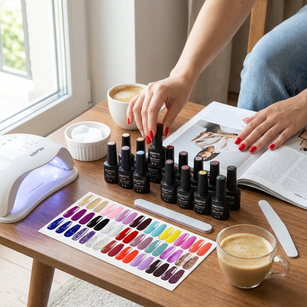 Manicure Set für Nagelpflege zu Hause – mit 27 Nagellackfarben und LED Nagellampe